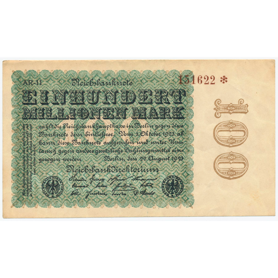 GERMANY P.107f 1923 100,000,000 Mark AUNC