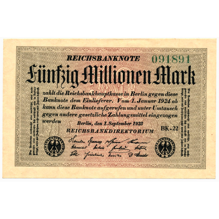 GERMANY P.109c 1923 50,000,000 Mark UNC