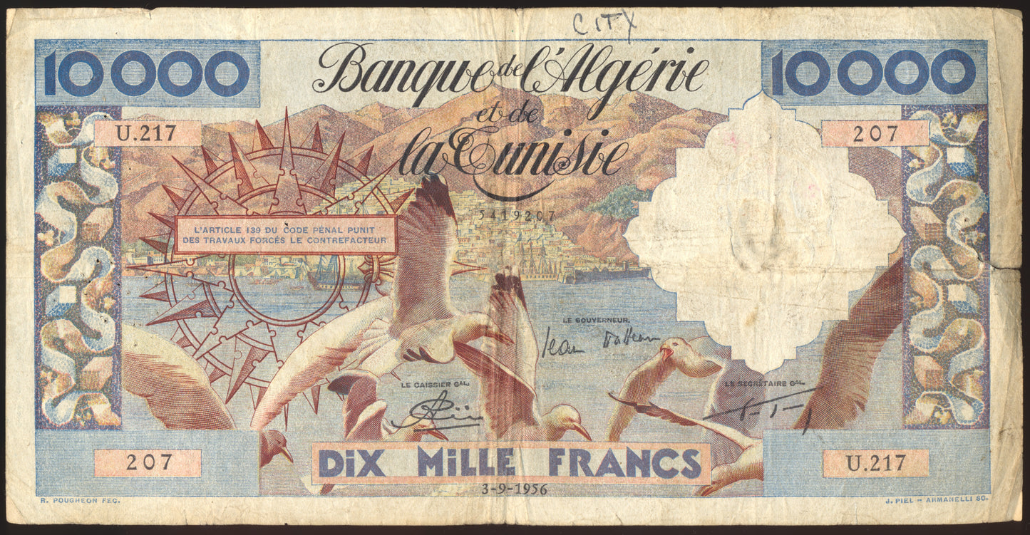 ALGERIA P.110 1940 1000 Francs VF