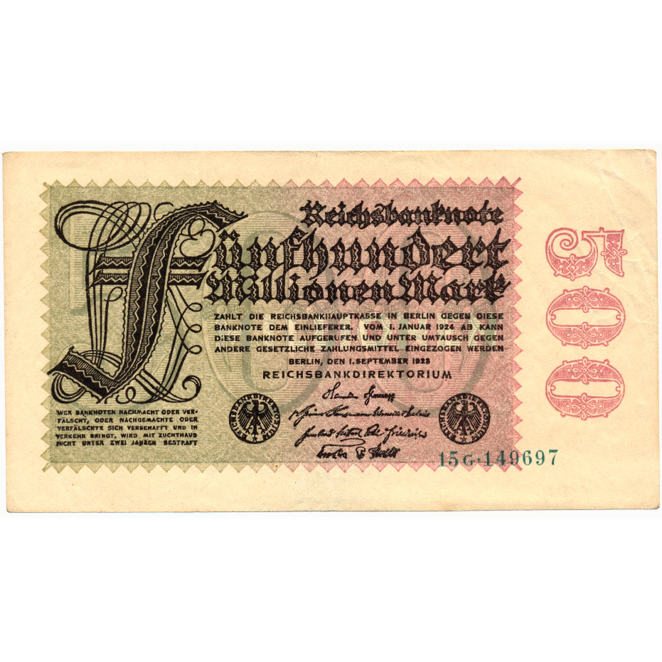 GERMANY P.110b 1923 500,000,000 Mark UNC