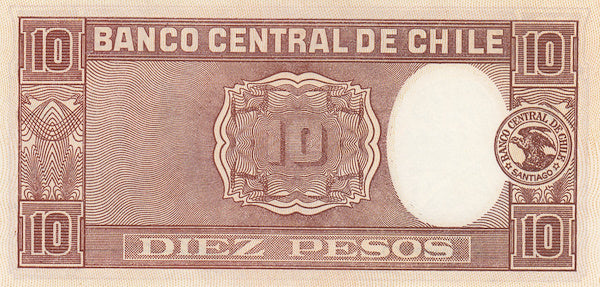 CHILE P.111 10 Pesos 1947-1958 BANKNOTE AUNC