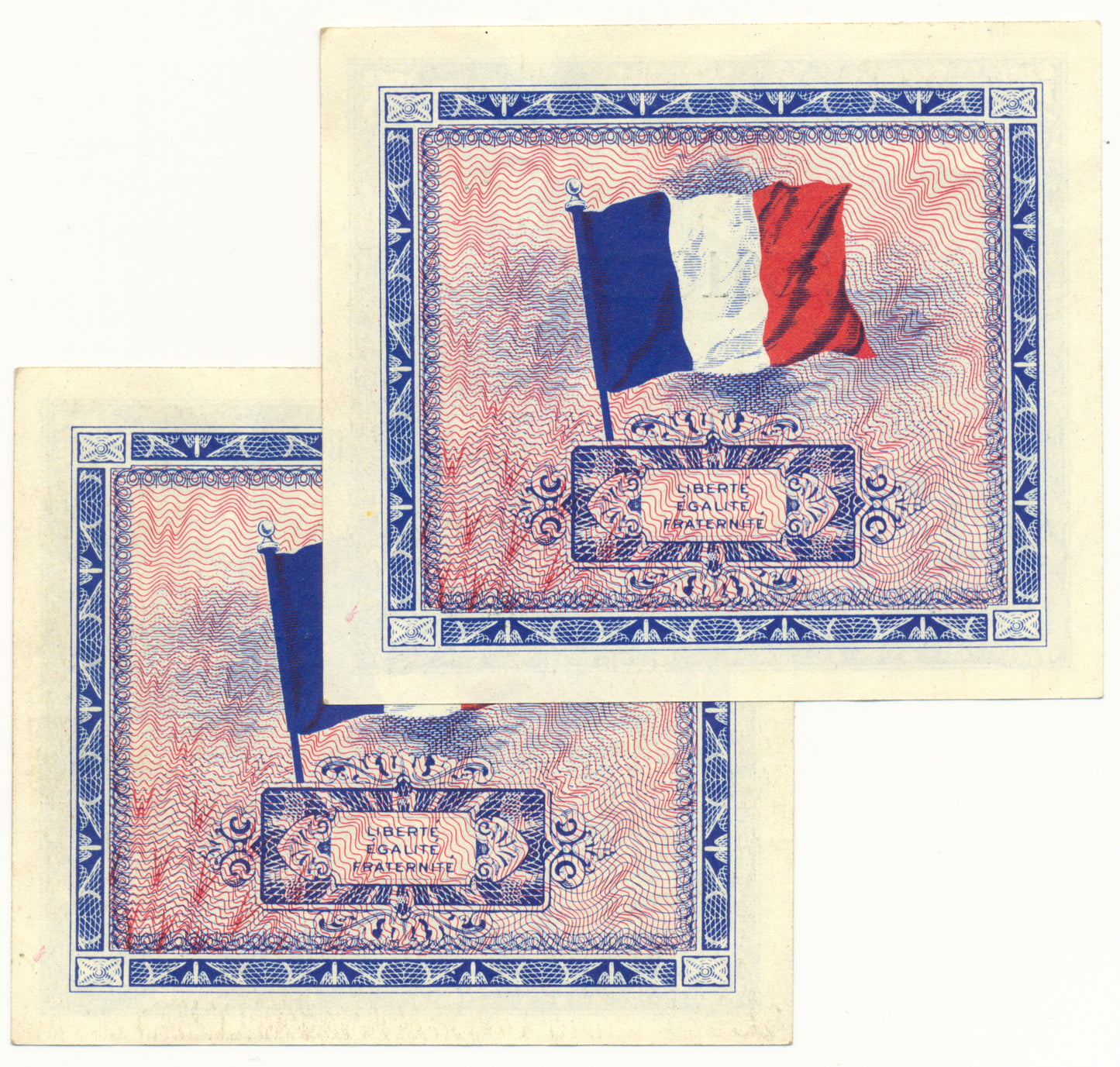 FRANCE P.114 France 1944 2Fr GEF 2 consecutive notes