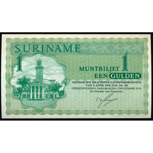 SURINAME P.116c 1974 1 Guilden UNC