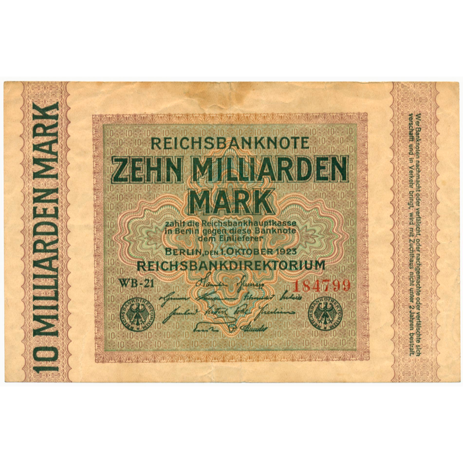 GERMANY P.117b 1923 10,000,000,000 Mark VF
