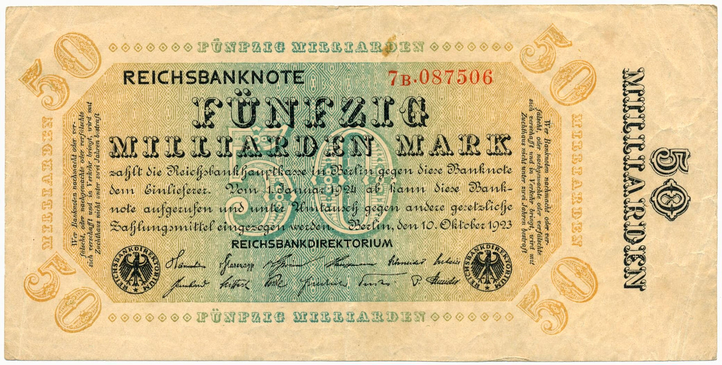 GERMANY P.119b 1923 50,000,000,000 Mark NVF