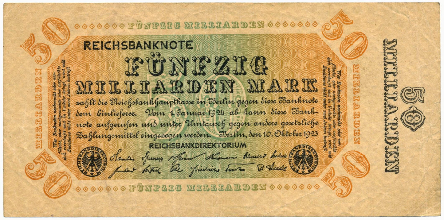 GERMANY P.119c 1923 50,000,000,000 Mark VF