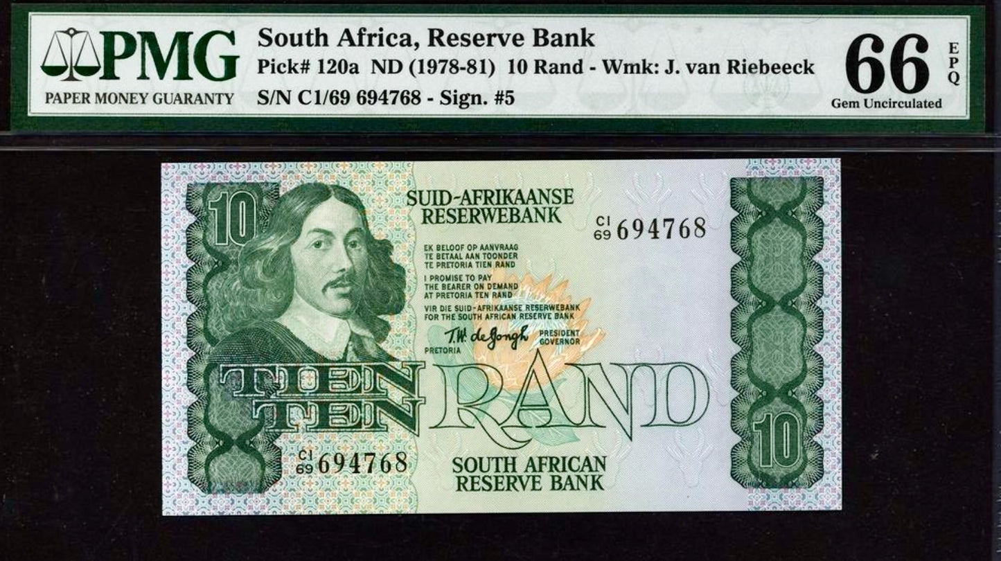 SOUTH AFRICA P.120a 1978-1981 10 Rand GEM 66 UNC