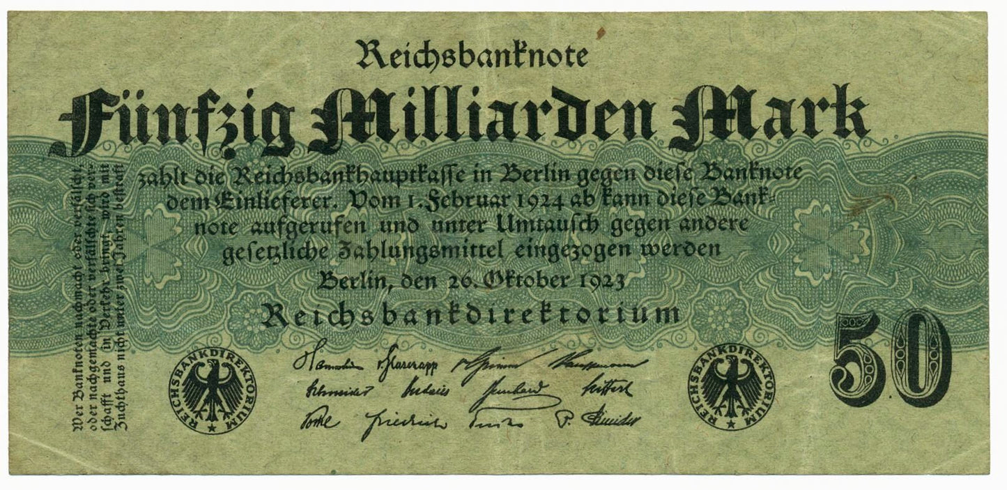 GERMANY P.125b 1923 50,000,000,000 Mark VF