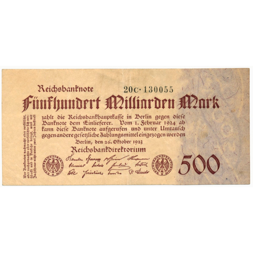 GERMANY P.127b 1923 500,000,000,000 Mark VF