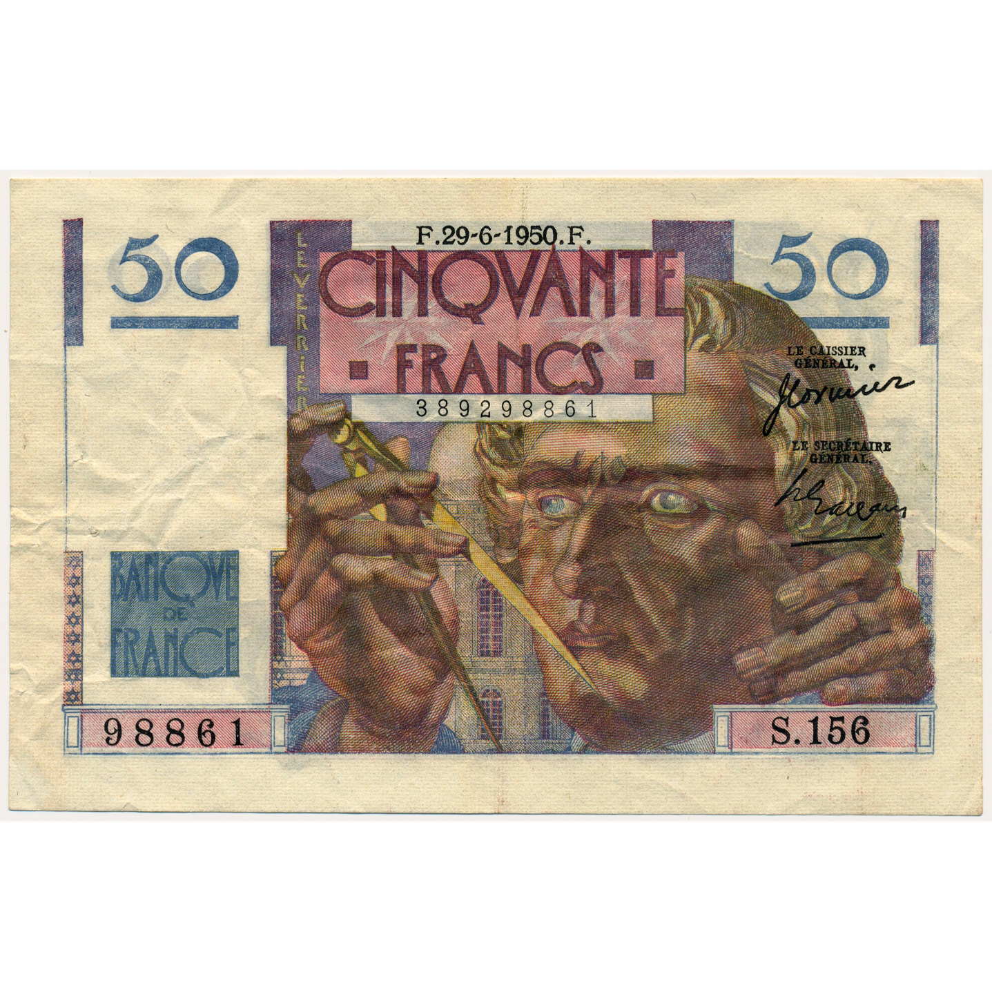 FRANCE P.127c 1950 50Fr Cormier, Gargam VF