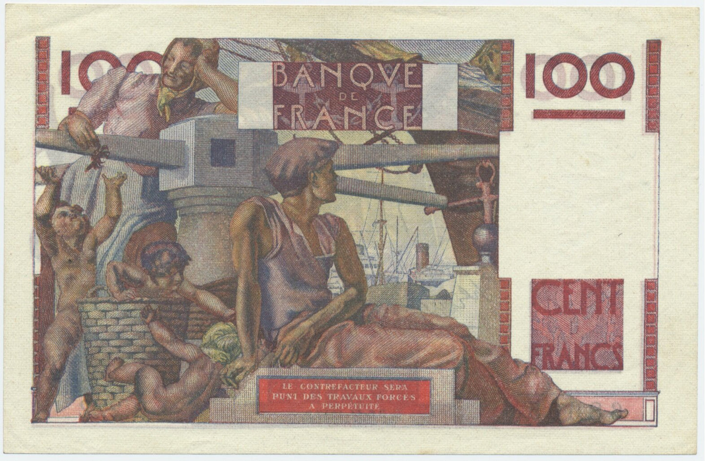 FRANCE P.128b 1947 100Fr Rousseau, Gargam UNC