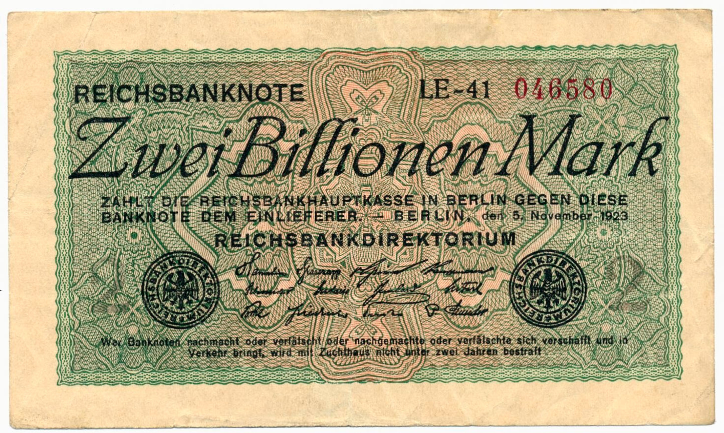 GERMANY P.135a 1923 2,000,000,000,000 Mark AVF