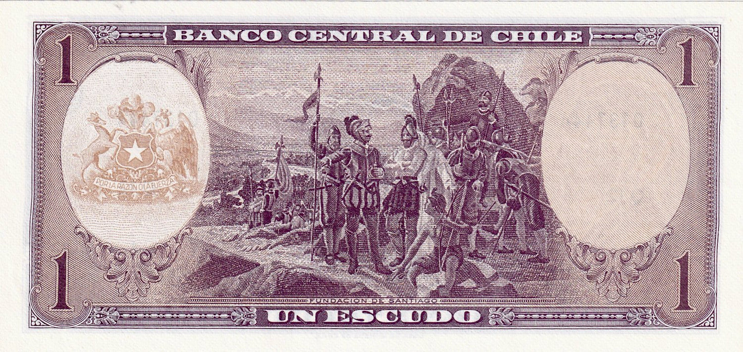 CHILE P.136 1 Escudo 1962 BANKNOTE UNC