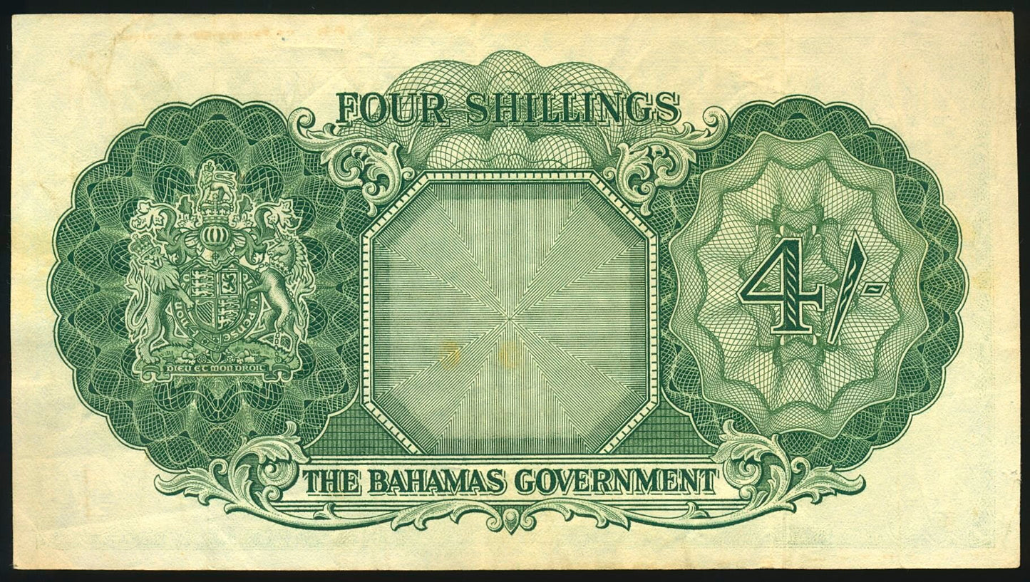 BAHAMAS P.13d 1953 4 Shillings GVF