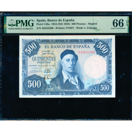 SPAIN P.148a 1958 50 Pesetas 66 EPQ GEM UNC