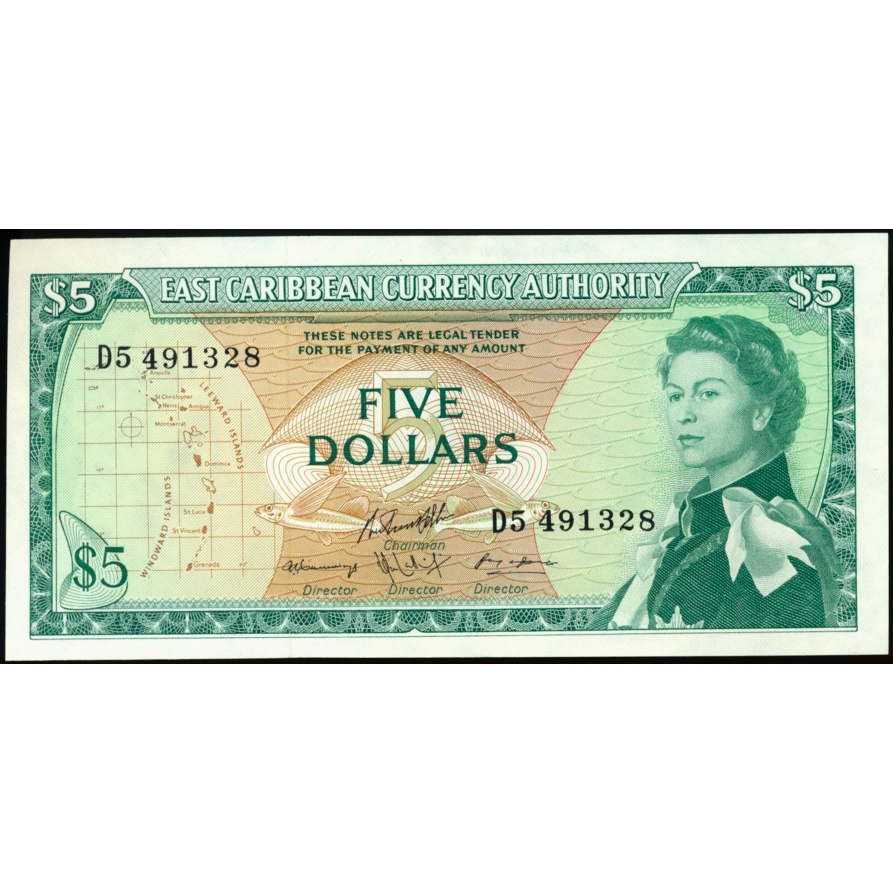 EAST CARIBBEAN P.14h 1965 $5 UNC