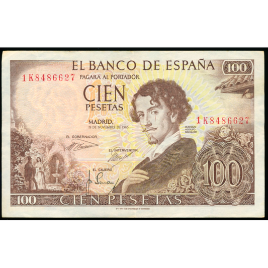 SPAIN P.150 1965 100 Peseta GEF