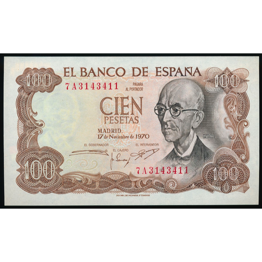 SPAIN P.152a 1970 100 Peseta UNC