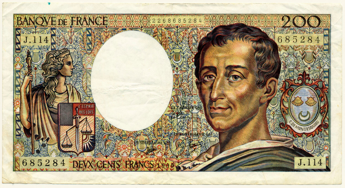 FRANCE P.155d 1991 200Fr Bruneel, Dentaud, Charriau EF