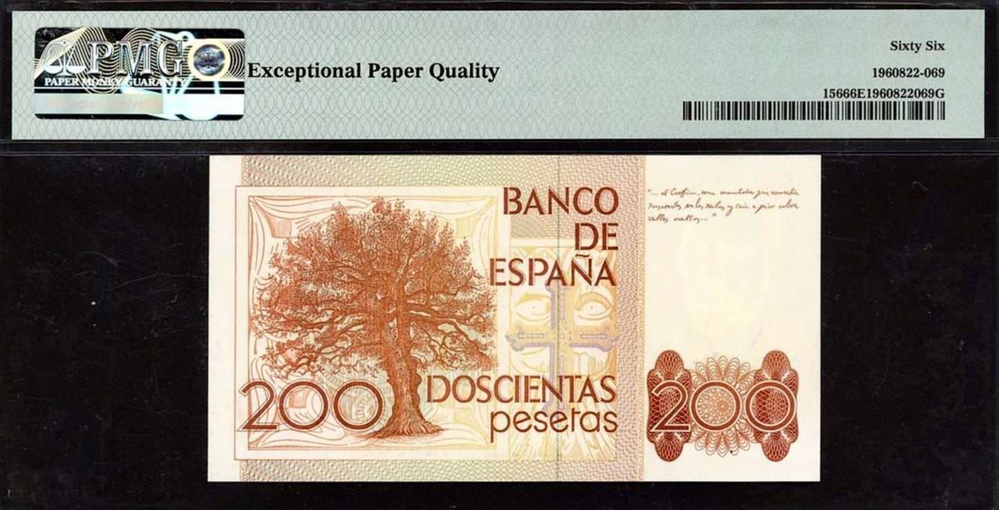 SPAIN P.156 1980 200 Peseta GEM 66 UNC