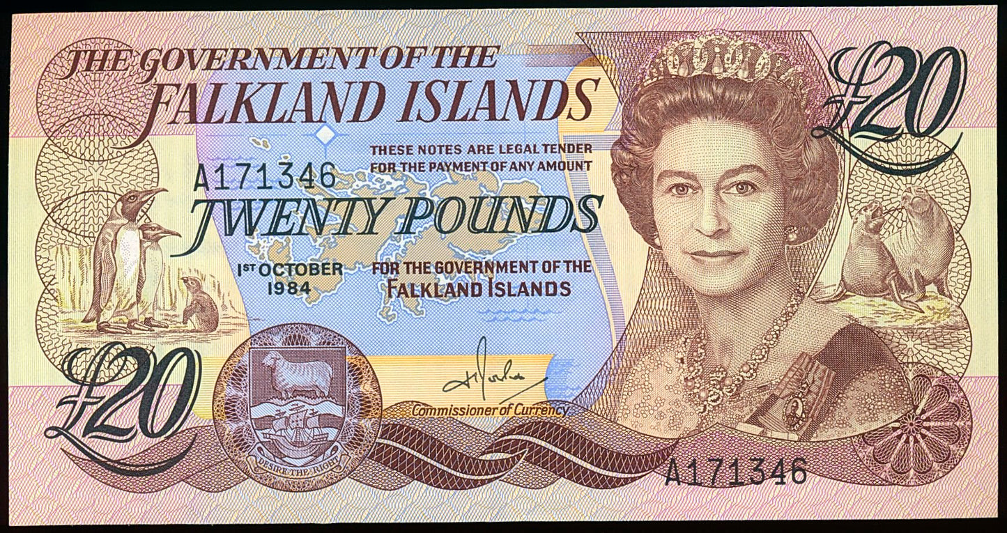 FALKLAND ISLANDS P.15 1986 £20 UNC