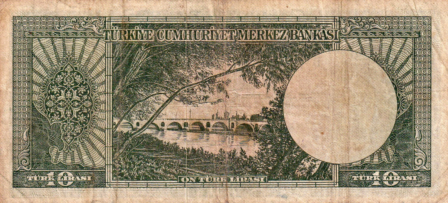 TURKEY P.161 1963 10 Lira VF