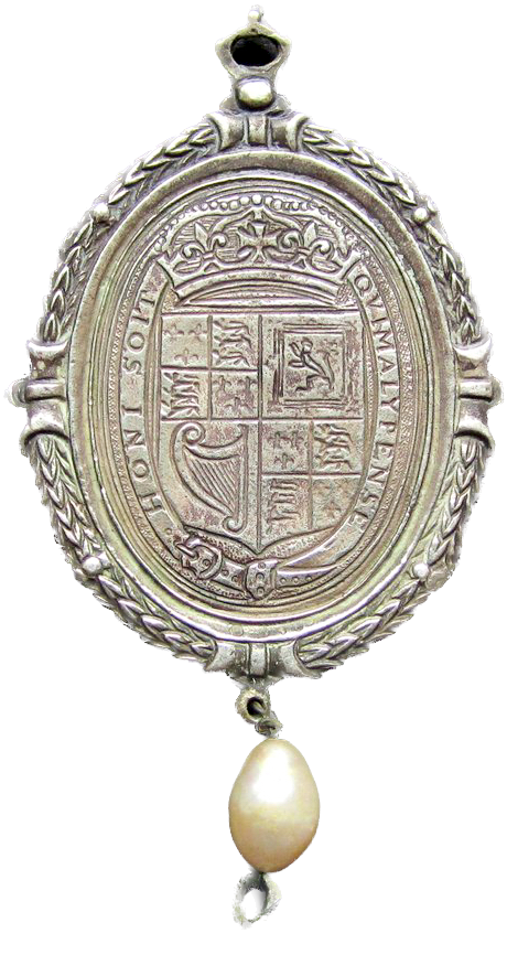 1642 (c) Royalist silver badge with pearl 44mm*38mm MI 360/231 E167b