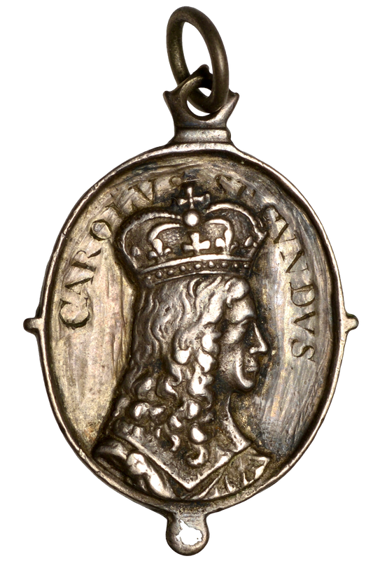 1649 (c) Charles II Royalist silver badge 23*19mm issued in exile MI 440/9 VF