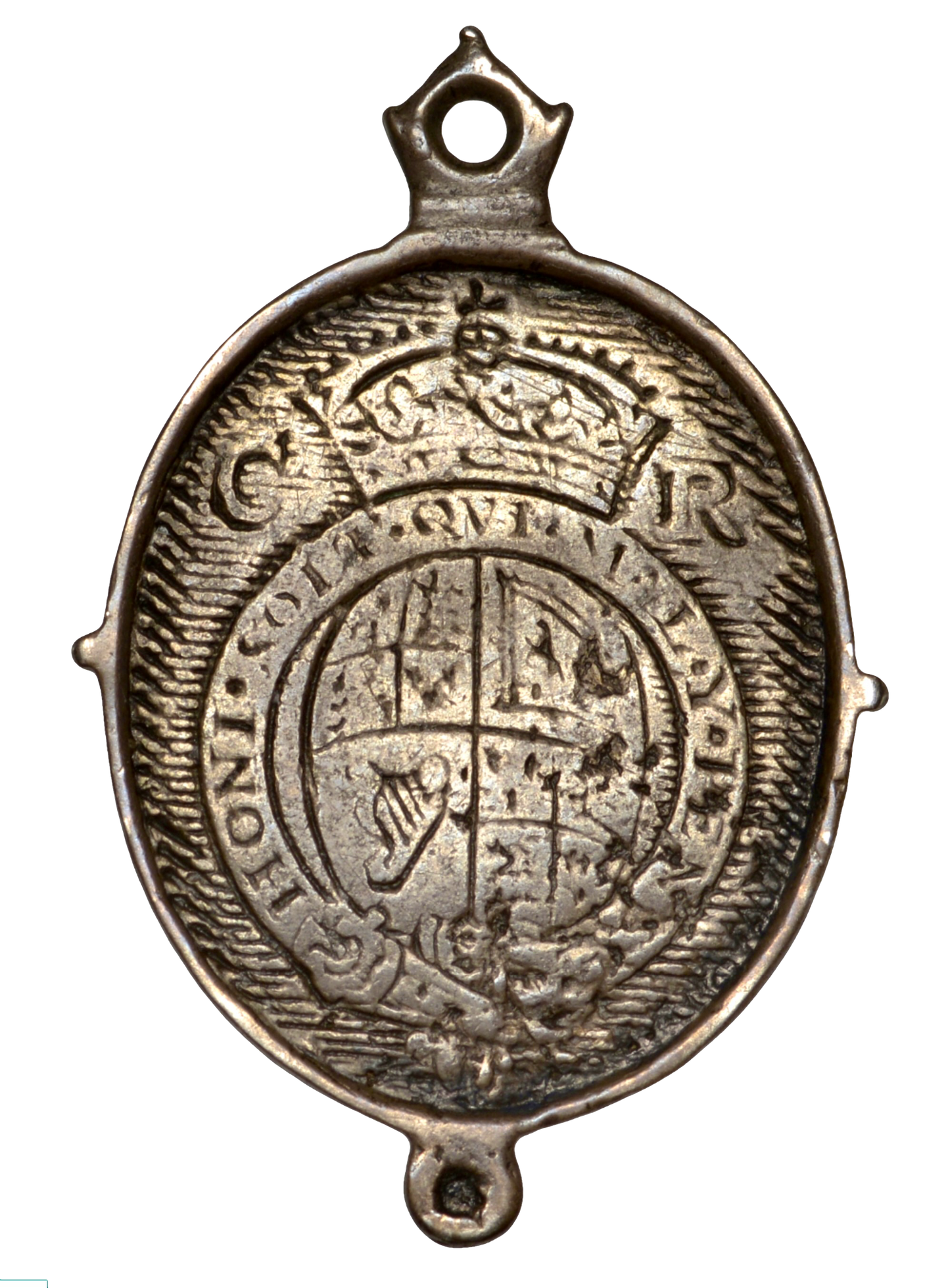 1649 (c) Charles II Royalist silver badge 23*19mm issued in exile MI 440/9 AVF
