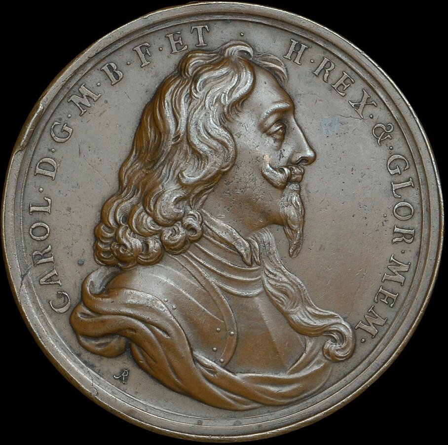 1649 Charles I death and memorial 50mm bronze medal MI 346/200 E162a NEF