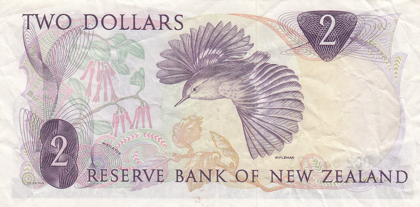 NEW ZEALAND P.164a 1967 $2 GVF
