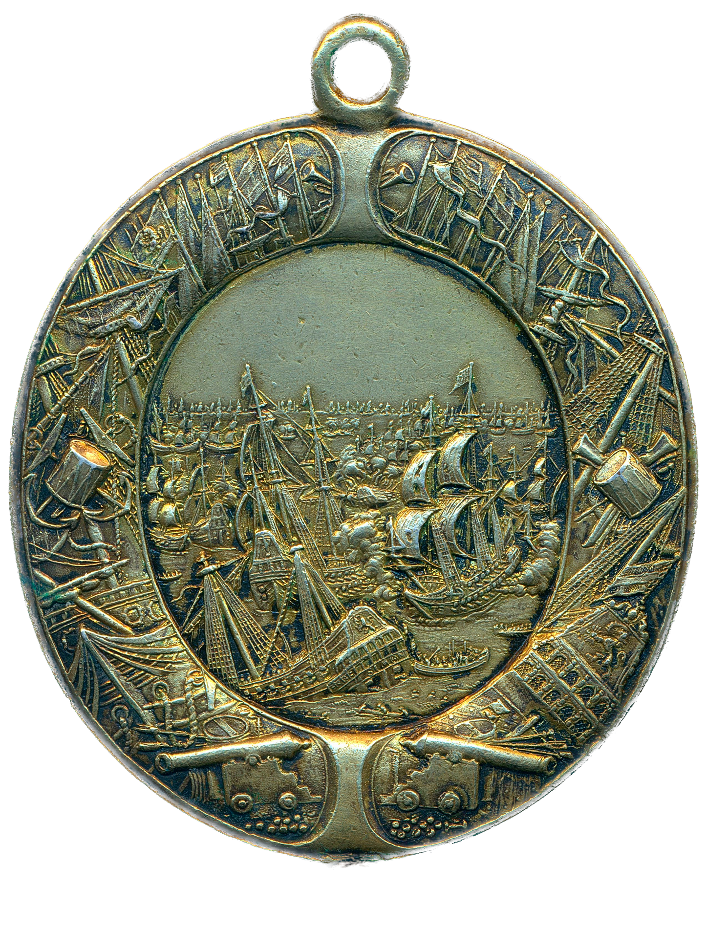 1653 Naval Reward (electrotype copy) 71mm gilt bronze medal MI 400/28 E185 EF