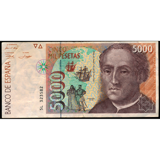 SPAIN P.165 1992 5000 Peseta EF