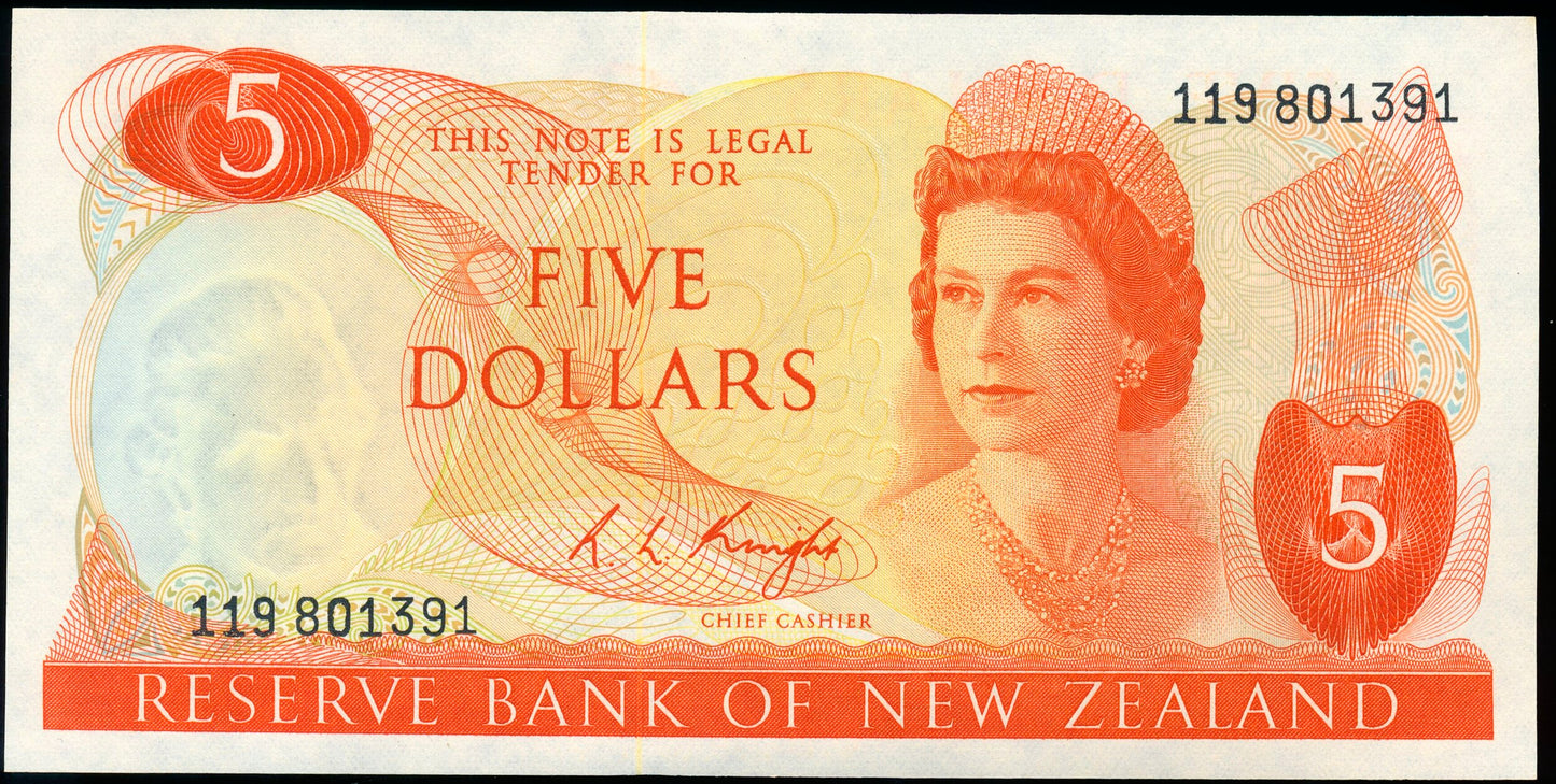 NEW ZEALAND P.165c 1967-1981 $5 GEM UNC 66 EPQ