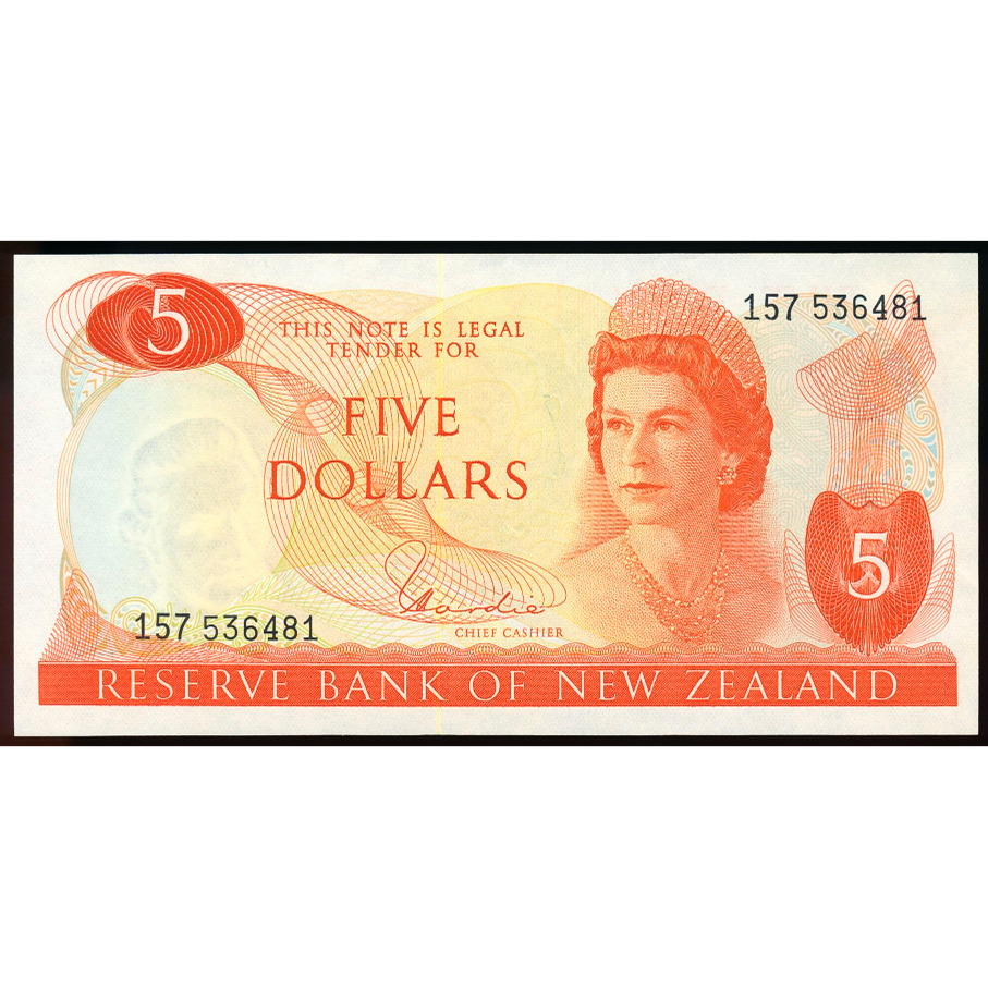 NEW ZEALAND P.165d 1967-1981 $5 UNC