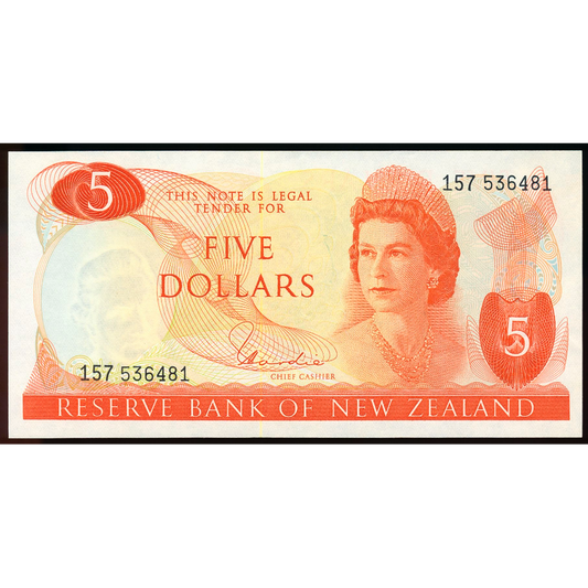 NEW ZEALAND P.165d 1967-1981 $5 UNC