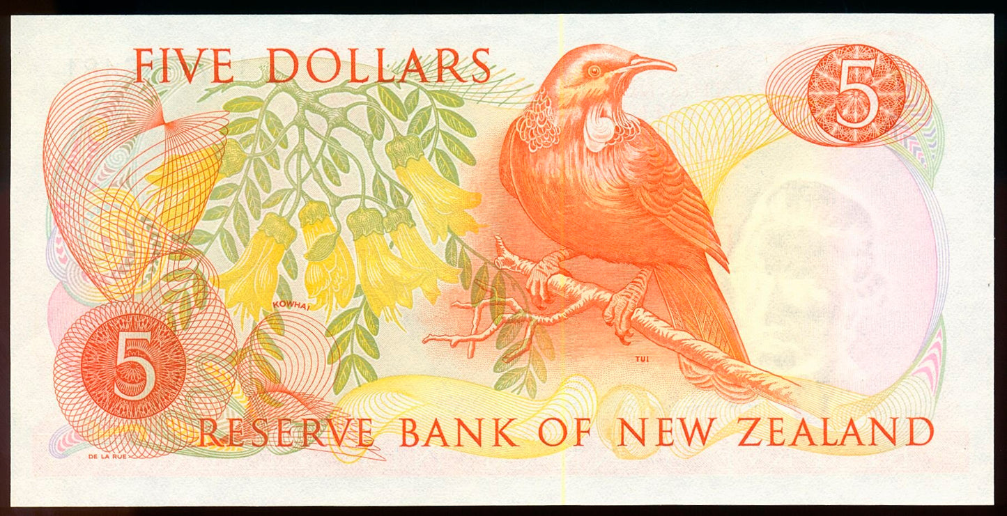 NEW ZEALAND P.165d 1967-1981 $5 UNC