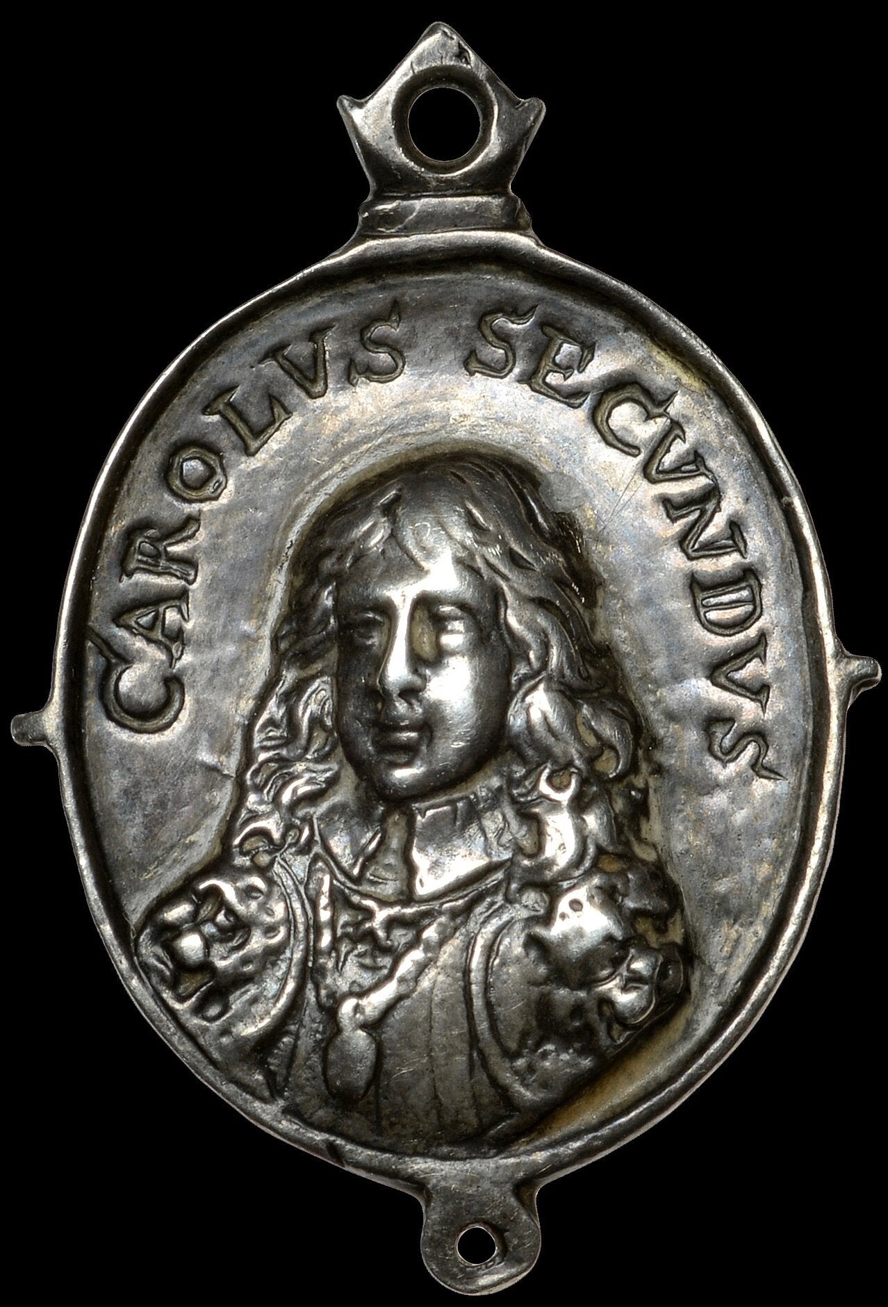 1649 (c) Charles II Royalist silver badge 26mm*22mm issued in exile MI 439/6 E206 NEF