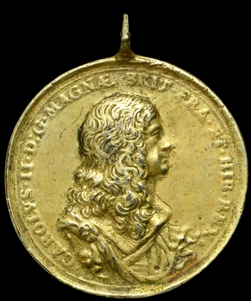 1660 Charles II Restoration gilt silver medal 35mm MI 453/38 E215b VF