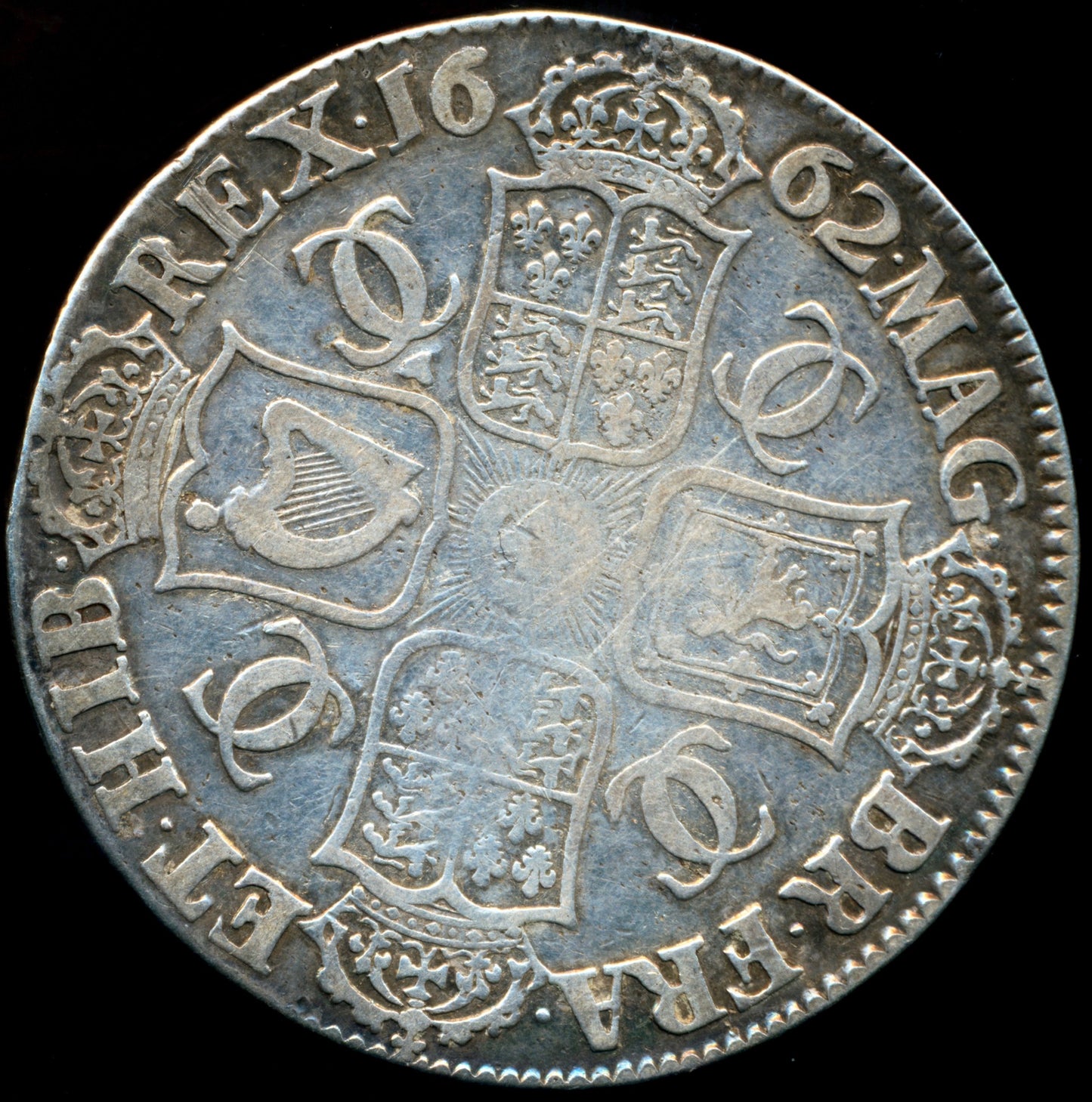 1662 Crown S3351 ESC 344 Rose Dated 1662 stop after HIB Scarce F