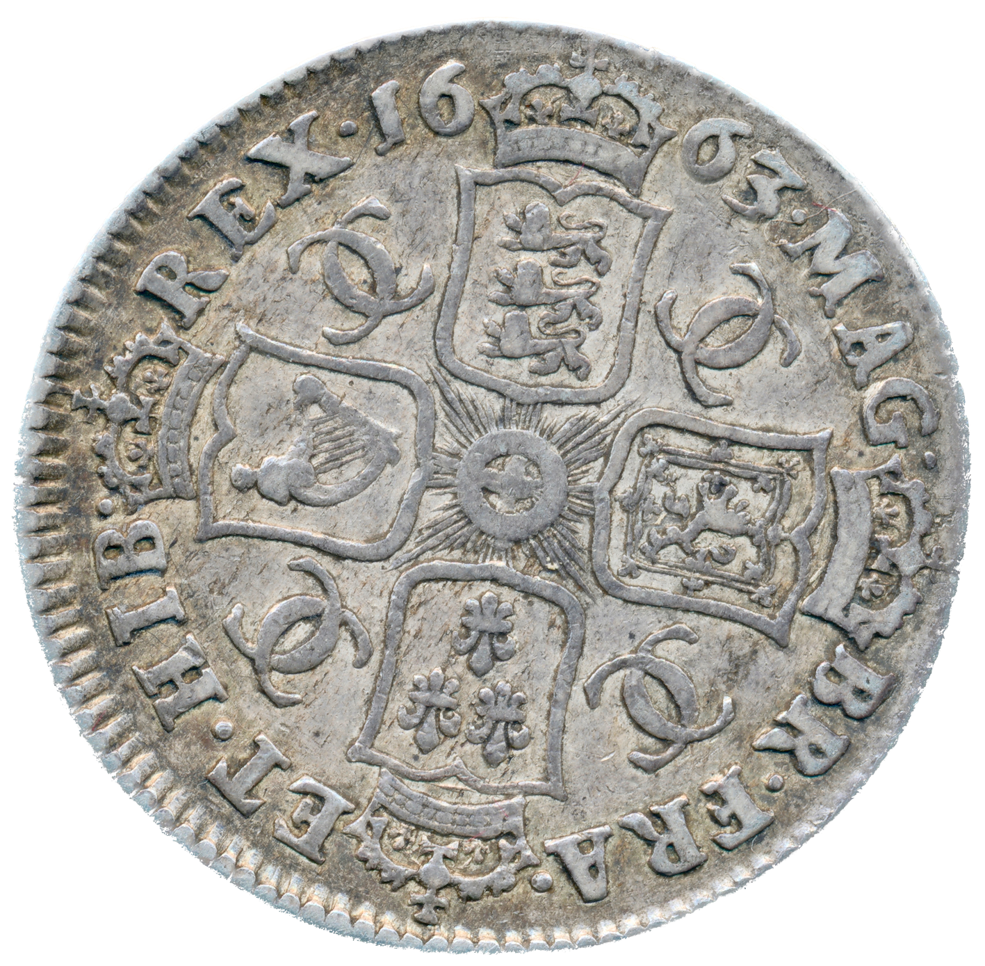 1663 Shilling First bust S3371 ESC 500 VF