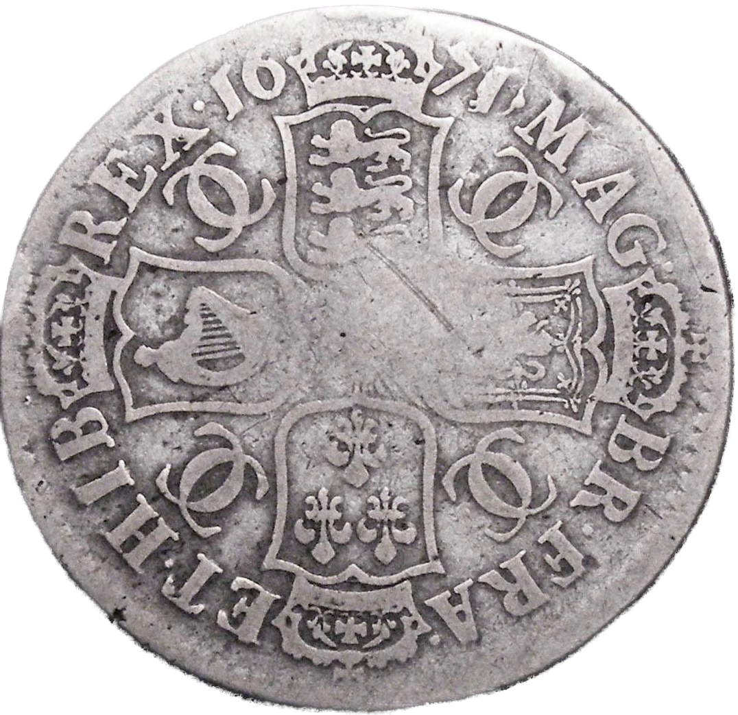 1671/0 Halfcrown Third bust variety Edge V. TERTIO S3366 ESC 458 VG