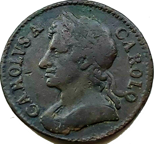 1673 Farthing S3394 BMC 525 No obverse stops NF Extremely rare