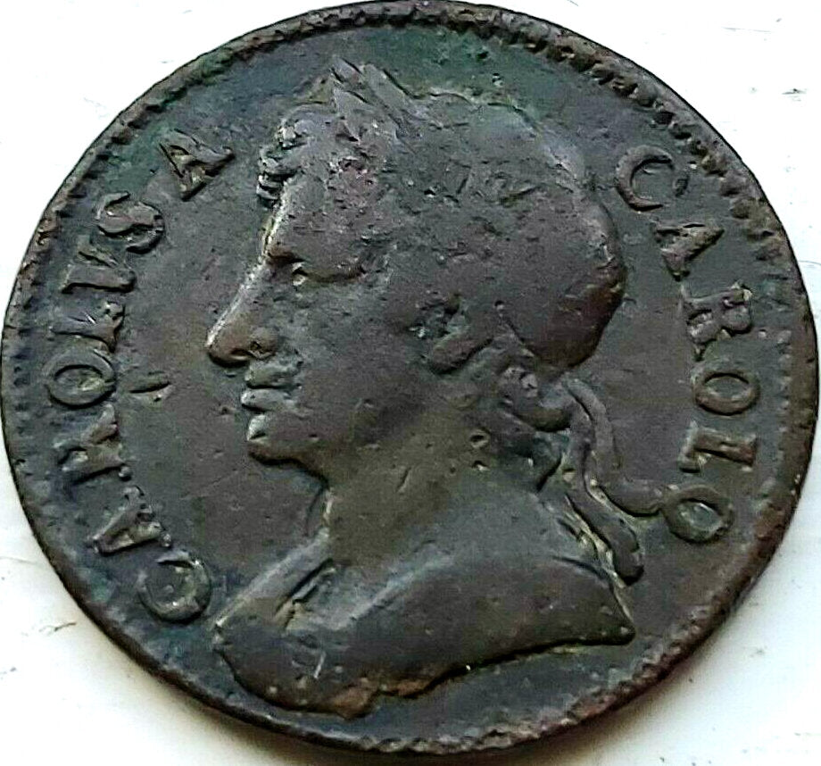 1673 Farthing S3394 BMC 525 No obverse stops NF Extremely rare