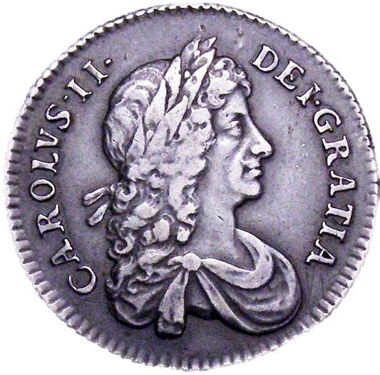1674/3 Shilling Second bust variety S3375 ESC 527 Very rare (R2) GVF
