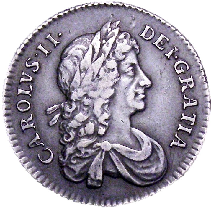 1674/3 Shilling Second bust variety S3375 ESC 527 Very rare (R2) GVF