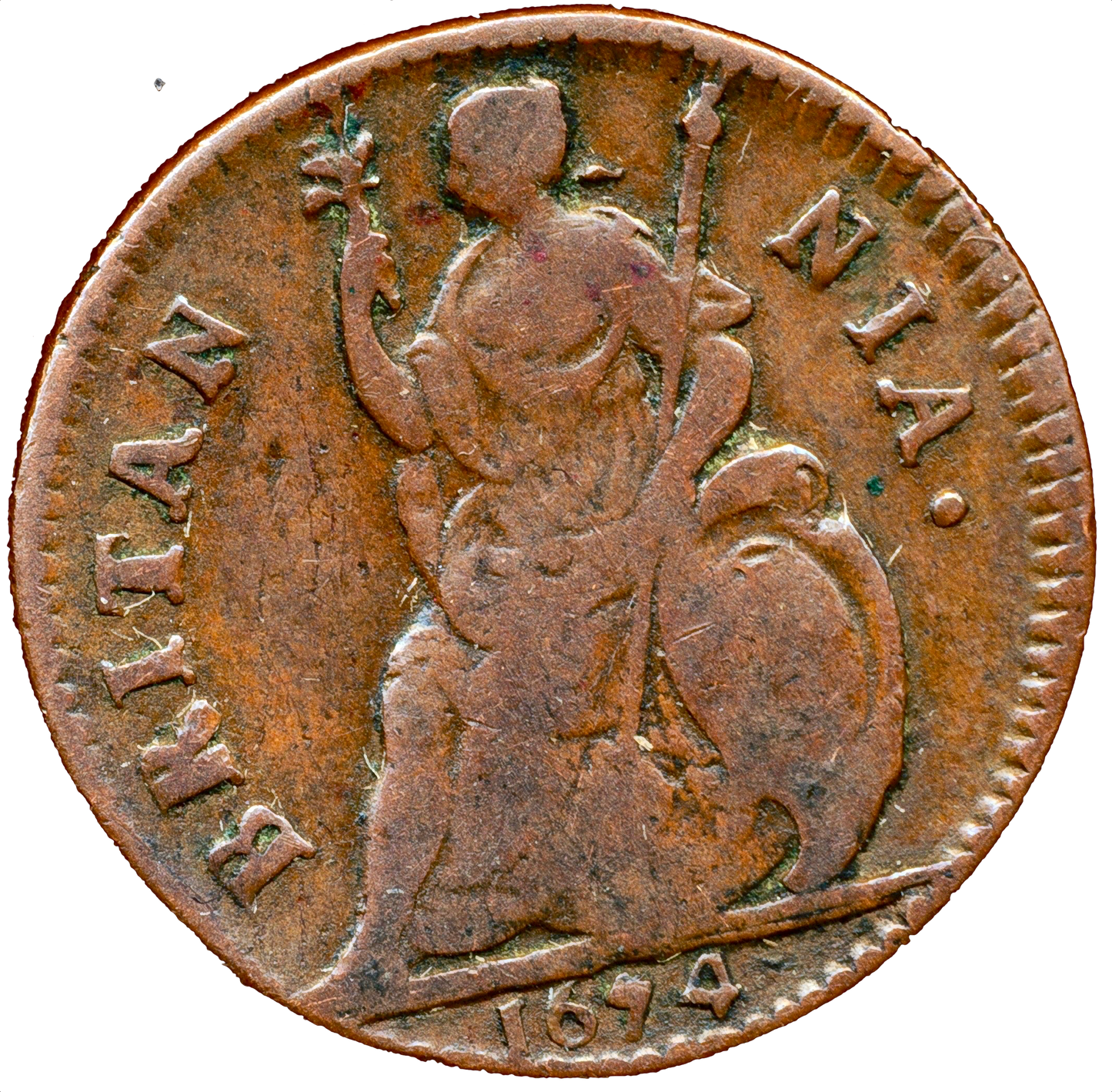 1674 Farthing S3394 BMC 527 Scarce GF