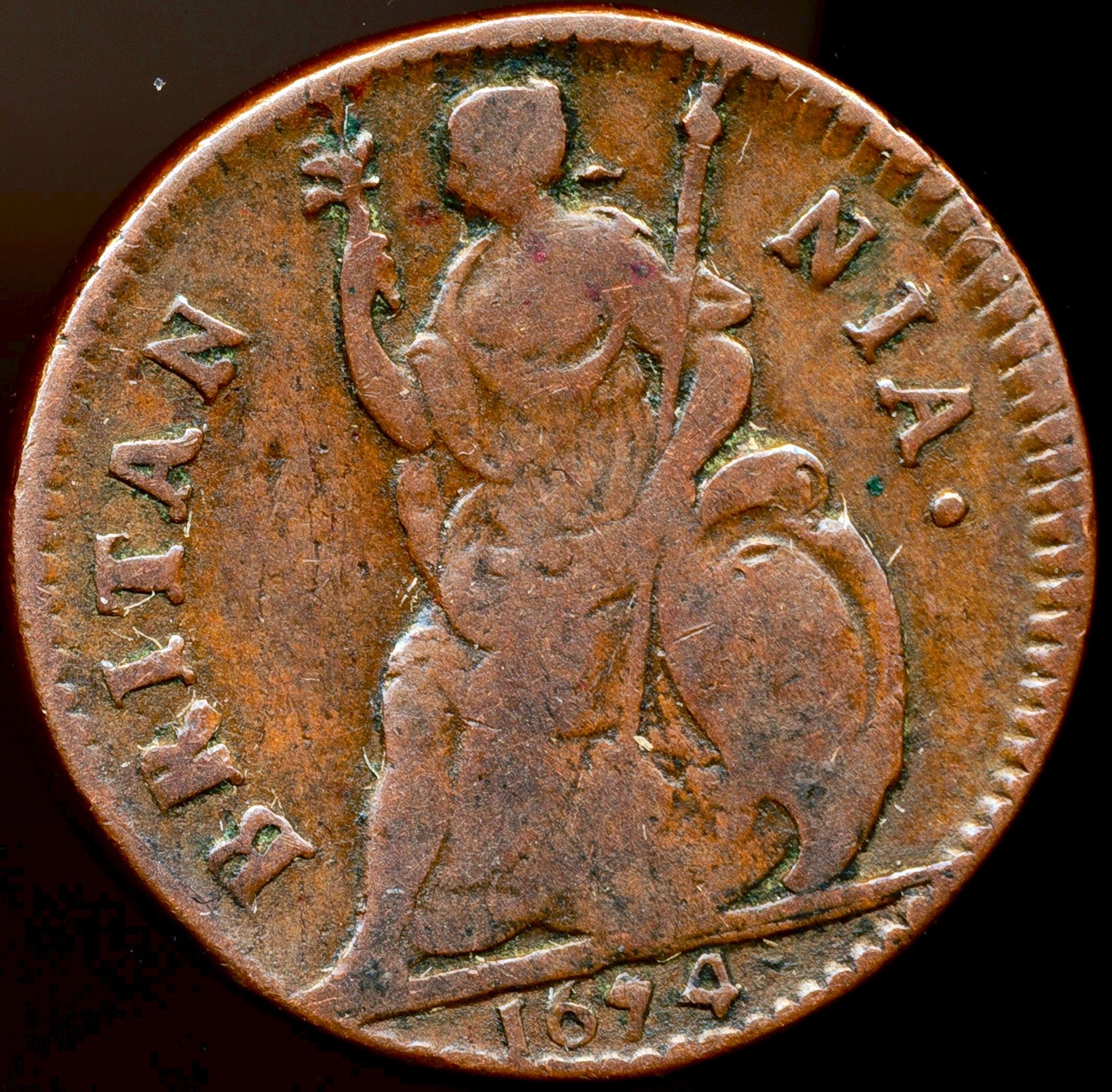 1674 Farthing S3394 BMC 527 Scarce GF