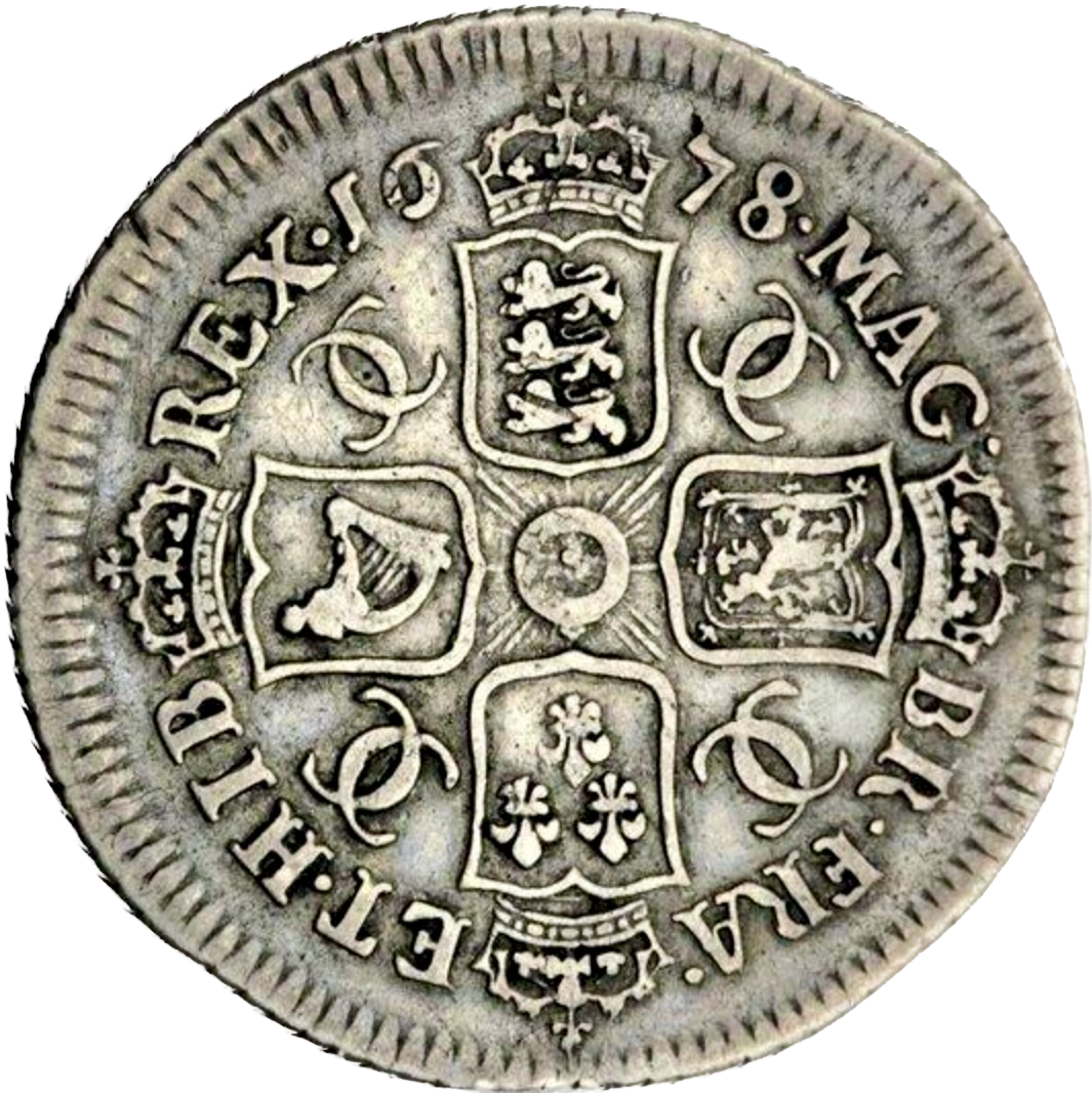 1678 Shilling Second bust S3375ESC 543 Rare (R2) NF/GF