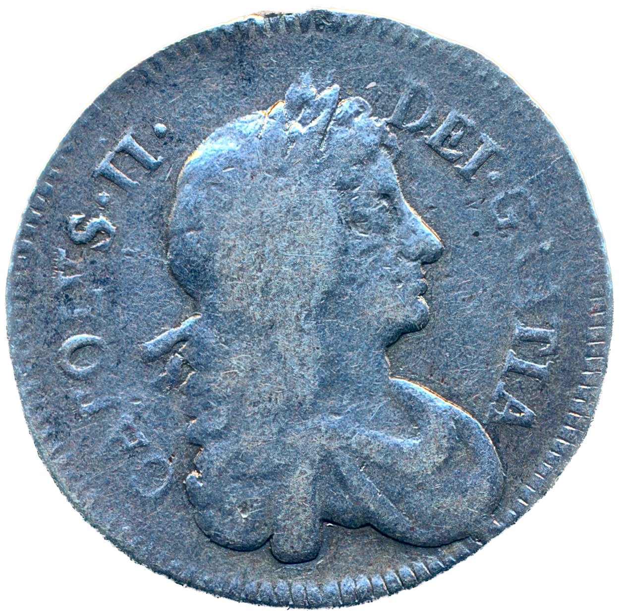 1679/7 Second bust variety Shilling S3375 ESC 546 Very rare (R2) AF